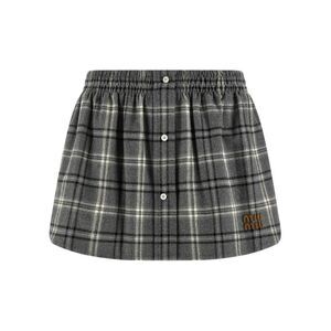 Miu Miu Gray Cotton Long Women's Skirt